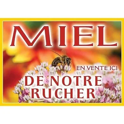 Panneau vente miel modèle Abeille / Fleurs Blanches Panneau vente miel modèle Abeille / Fleurs Blanches