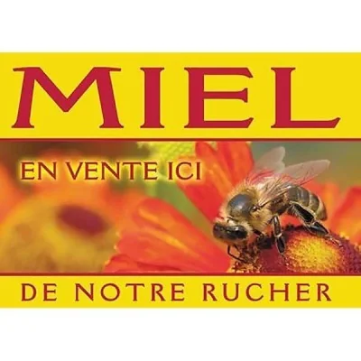 Panneau vente miel modèle Abeille / Fleurs Rouges