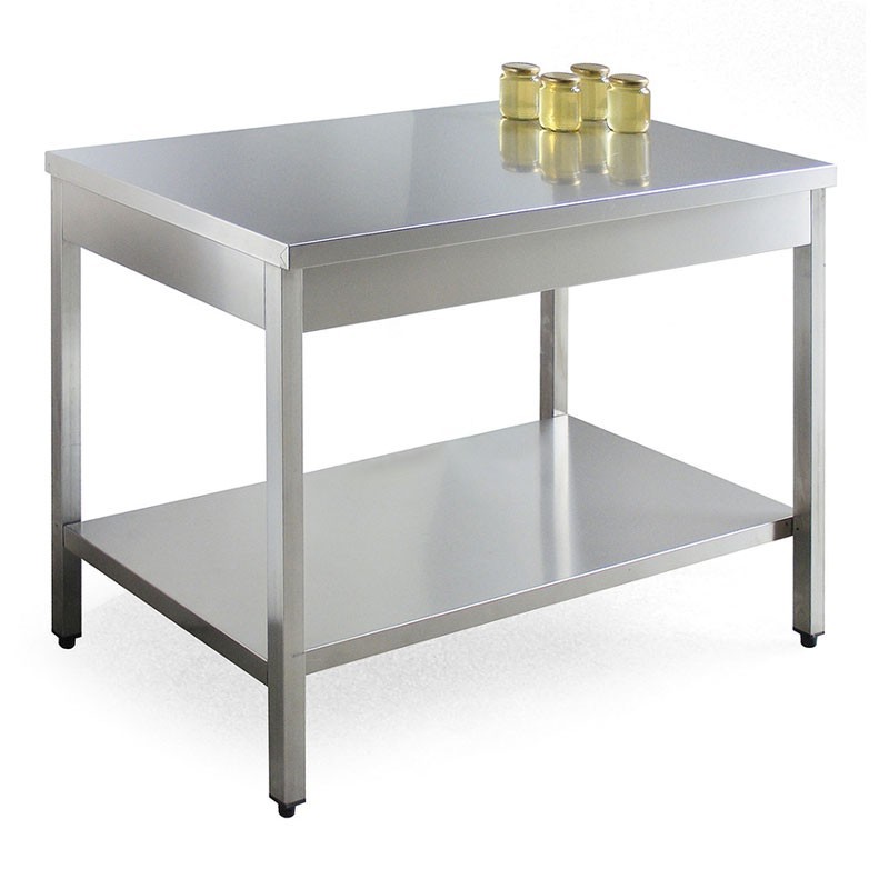 Table inox avec étagère 120x70cm Lega