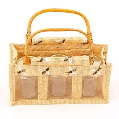 Panier toile de jute 3 x 250 gr abeilles Panier toile de jute 3 x 250 gr abeilles