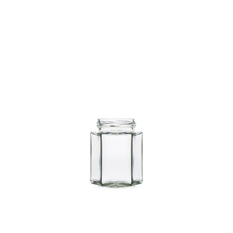 Pot verre hexagonal TO 58 250gr / 195ml