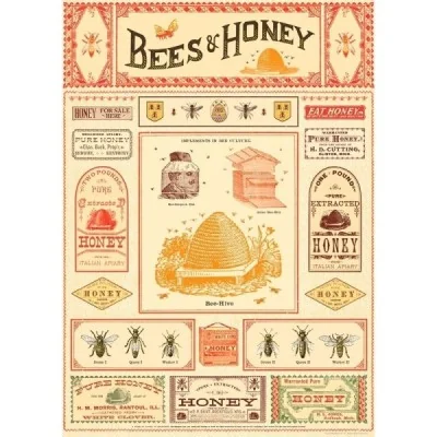 Affiche vintage Abeilles et Miel Cavallini Affiche vintage Abeilles et Miel Cavallini
