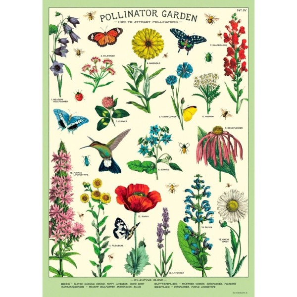Affiche Jardin des Pollinisateurs vintage Cavallini