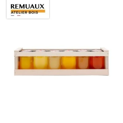 Coffret bois 6 pots 125 grammes Coffret bois 6 pots 125 grammes