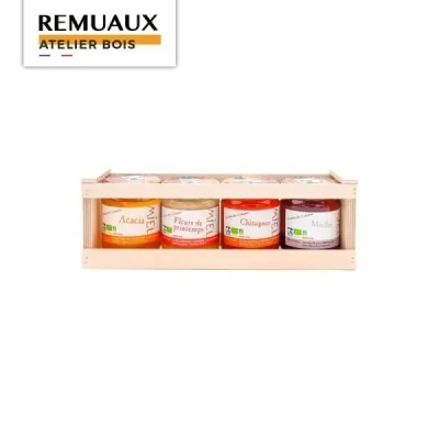 Coffret bois 4 pots 250 grammes Coffret bois 4 pots 250 grammes