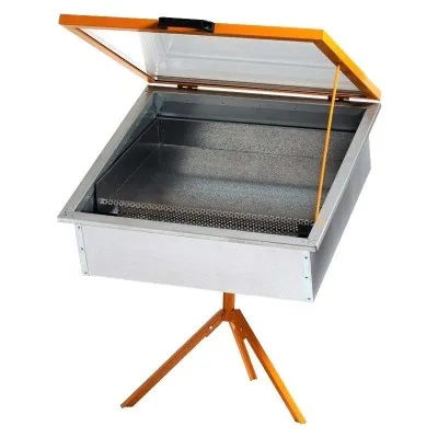 Cérificateur solaire galvanisé 70x70 avec vitre ouverte et pied pivotant