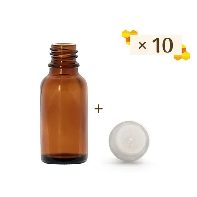 Lot de 10 flacons propolis 20 ml avec bouchons compte goutte Lot de 10 flacons propolis 20 ml avec bouchons compte goutte