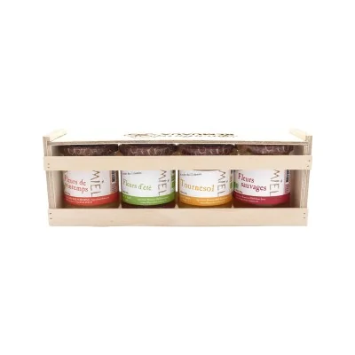 Coffret 4 miels Apiculture Remuaux