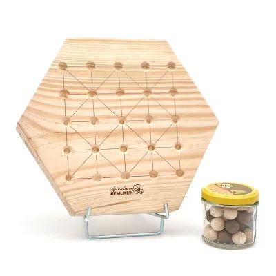 Jeu en bois réversible - plateau alquerque - fabriqué par l'atelier bois Apiculture Remuaux Jeu en bois réversible - plateau alquerque - fabriqué par l'atelier bois Apiculture Remuaux