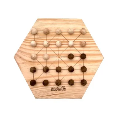 Jeu en bois réversible - plateau alquerque - fabriqué par l'atelier bois Apiculture Remuaux Jeu en bois réversible - plateau alquerque - fabriqué par l'atelier bois Apiculture Remuaux