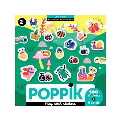 Pochette de 6 cartes et 100 stickers petites bêtes Poppik Pochette de 6 cartes et 100 stickers petites bêtes Poppik