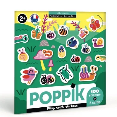 Pochette de 6 cartes et 100 stickers petites bêtes Poppik Pochette de 6 cartes et 100 stickers petites bêtes Poppik