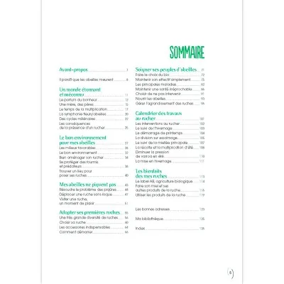 Sommaire du livre "Mon petit rucher bio" Sommaire du livre "Mon petit rucher bio"