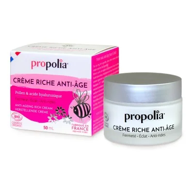 Crème riche anti-âge Propolia certifiée Bio - Pollen & Acide hyaluronique Crème riche anti-âge Propolia certifiée Bio - Pollen & Acide hyaluronique