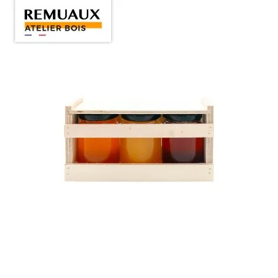 Coffret bois fermé 3 pots 125 grammes Coffret bois fermé 3 pots 125 grammes
