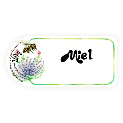 Étiquettes adhésives Miel 250g - Modèle Fleur et Abeille