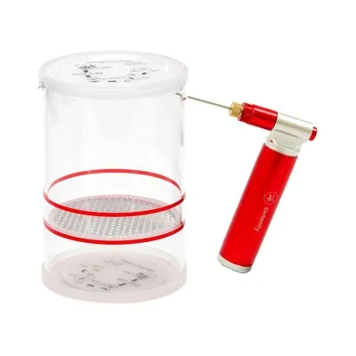 Kit testeur varroa CO2 avec compteur, pistolet et 2 cartouches de CO2 16g incluses.
