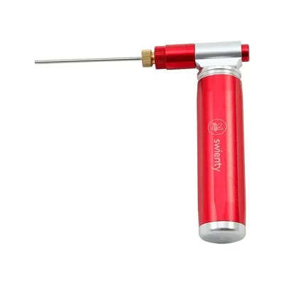 Pistolet CO2 Swienty en aluminium rouge pour testeur varroa, compatible avec cartouches non filetées.