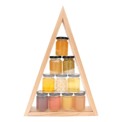 Coffret pyramide en bois garni de 10 pots 125g Coffret pyramide en bois garni de 10 pots 125g
