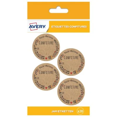 20 étiquettes confiture «fait maison» pré-imprimées kraft 20 étiquettes confiture «fait maison» pré-imprimées kraft