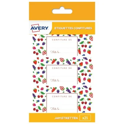 21 étiquettes confiture «fruits rouges» pré-imprimées 21 étiquettes confiture «fruits rouges» pré-imprimées