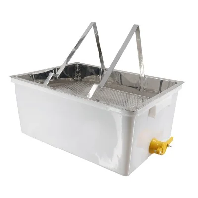 Bac à désoperculer plastique + bac inox + chevalet