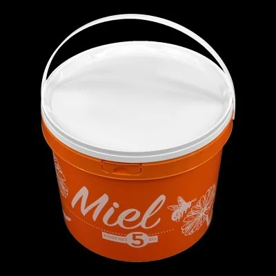 Seau plastique imprimé Miel 5 kg / 3,6L avec couvercle