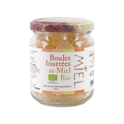 Pot de 140g de bonbons BIO fourrés au miel