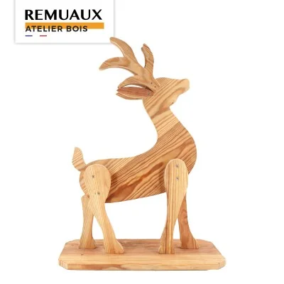Renne adulte de Noël sur socle en bois Renne adulte de Noël sur socle en bois