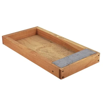 Nourrisseur couvre-cadres bois paraffiné vissé avec plaque métal – 250x500x50 mm, fabrication française.