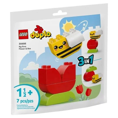 LEGO DUPLO 30686 – Mes premières fleur et abeille, polybag 3‑en‑1 pour tout‑petits (18 mois+), 7 pièces