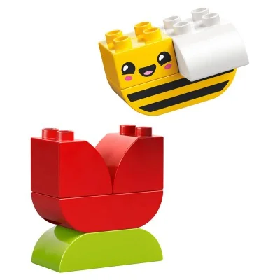 Abeille souriante et fleur à construire – grosses briques DUPLO faciles à saisir pour petites mains