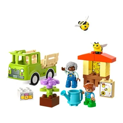 Contenu du set LEGO DUPLO abeilles et ruches – ruche, fleurs, camion, figurines et accessoires.