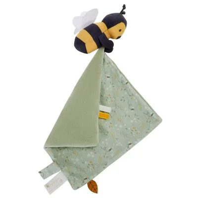 Doudou abeille vert en coton bio - collection Promenade Bucolique de Combelle