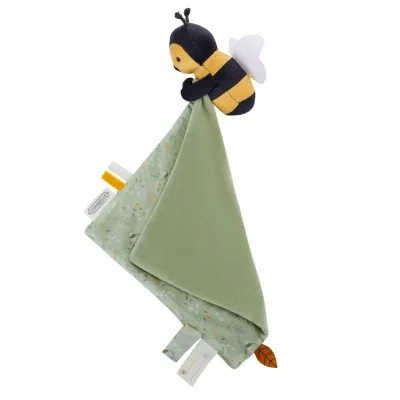 Doudou abeille vert en coton bio lavable