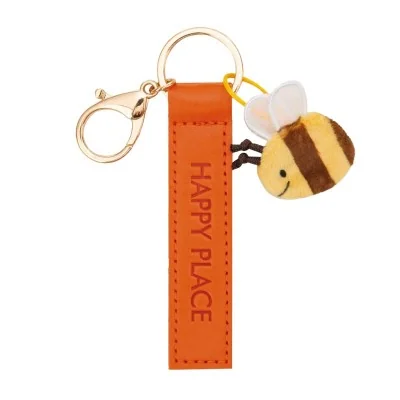 Porte-clés abeille Happy Place NICI - similicuir orange