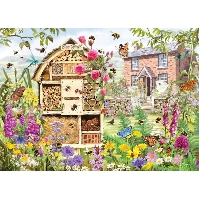 Scène champêtre avec fleurs, papillons et abeilles – puzzle Bee Hall 1000 pièces Gibsons