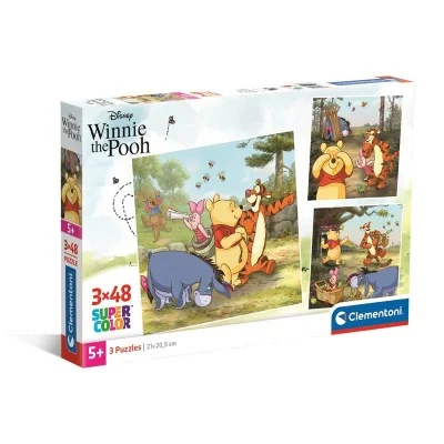 Boîte du set de 3 puzzles Clementoni Winnie l’Ourson – 48 pièces chacun