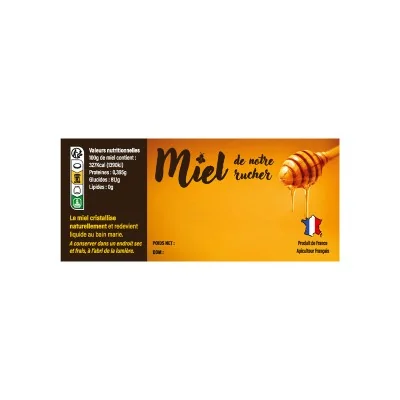Étiquettes adhésives miel 116x50 mm – motif cuillère à miel – lot de 100 pour apiculteurs