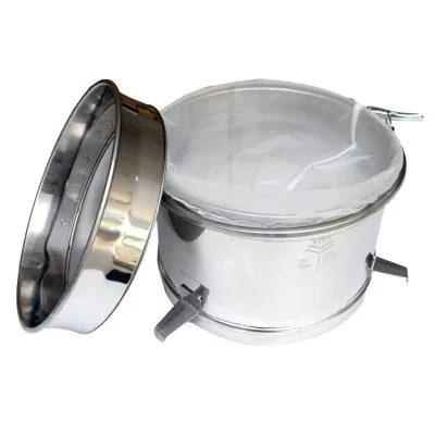 Tamis double pour maturateur LEGA avec filtre conique en nylon - filtration du miel inox et nylon 275 microns