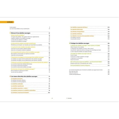 Sommaire du livre : contenu détaillé sur la biologie, les comportements et la protection des abeilles sauvages.