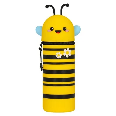Trousse abeille kawaii Legami - trousse 2-en-1 convertible en pot à crayons, en silicone doux.