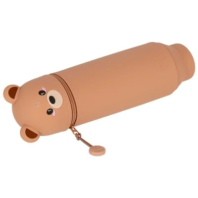 Trousse ours en silicone Legami - modèle "Dream Big" couleur caramel, avec fermeture zippée et design kawaii Trousse ours en silicone Legami - modèle "Dream Big" couleur caramel, avec fermeture zippée et design kawaii