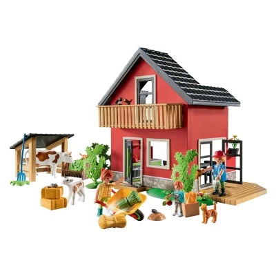 Playmobil Petite ferme avec maison rouge, figurines, animaux de la ferme et accessoires réalistes. Playmobil Petite ferme avec maison rouge, figurines, animaux de la ferme et accessoires réalistes.