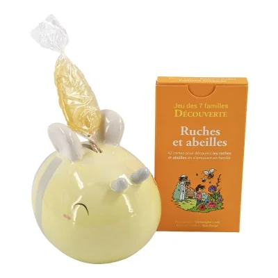 Tirelire abeille en céramique, jeu Ruches et Abeilles et sucette au miel