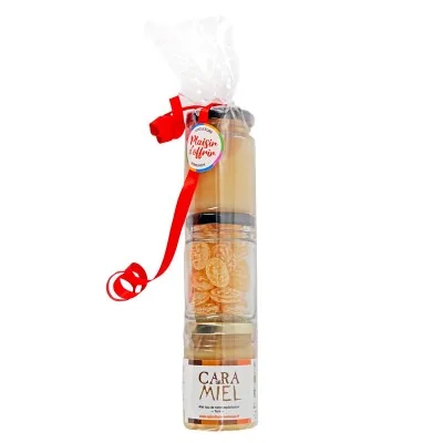 Coffret gourmand au miel bio avec caramel au miel, pastilles et miel de printemps - Apiculture Remuaux