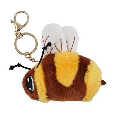 Porte-clés abeille en peluche douce, fabriquée à partir de matériaux recyclés - accessoire écoresponsable pour sacs et clés.