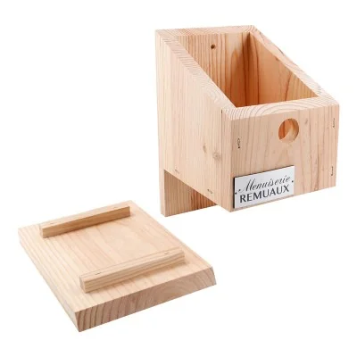 Nichoir à mésange en bois avec toit amovible, fabrication écologique Menuiserie Remuaux Nichoir à mésange en bois avec toit amovible, fabrication écologique Menuiserie Remuaux