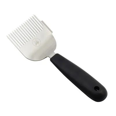 Herse à désoperculer Swienty Premium en inox avec manche ergonomique en silicone alimentaire, outil de miellerie professionnel