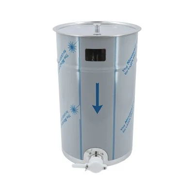 Maturateur inox 50 kg avec robinet dans son film de protection.